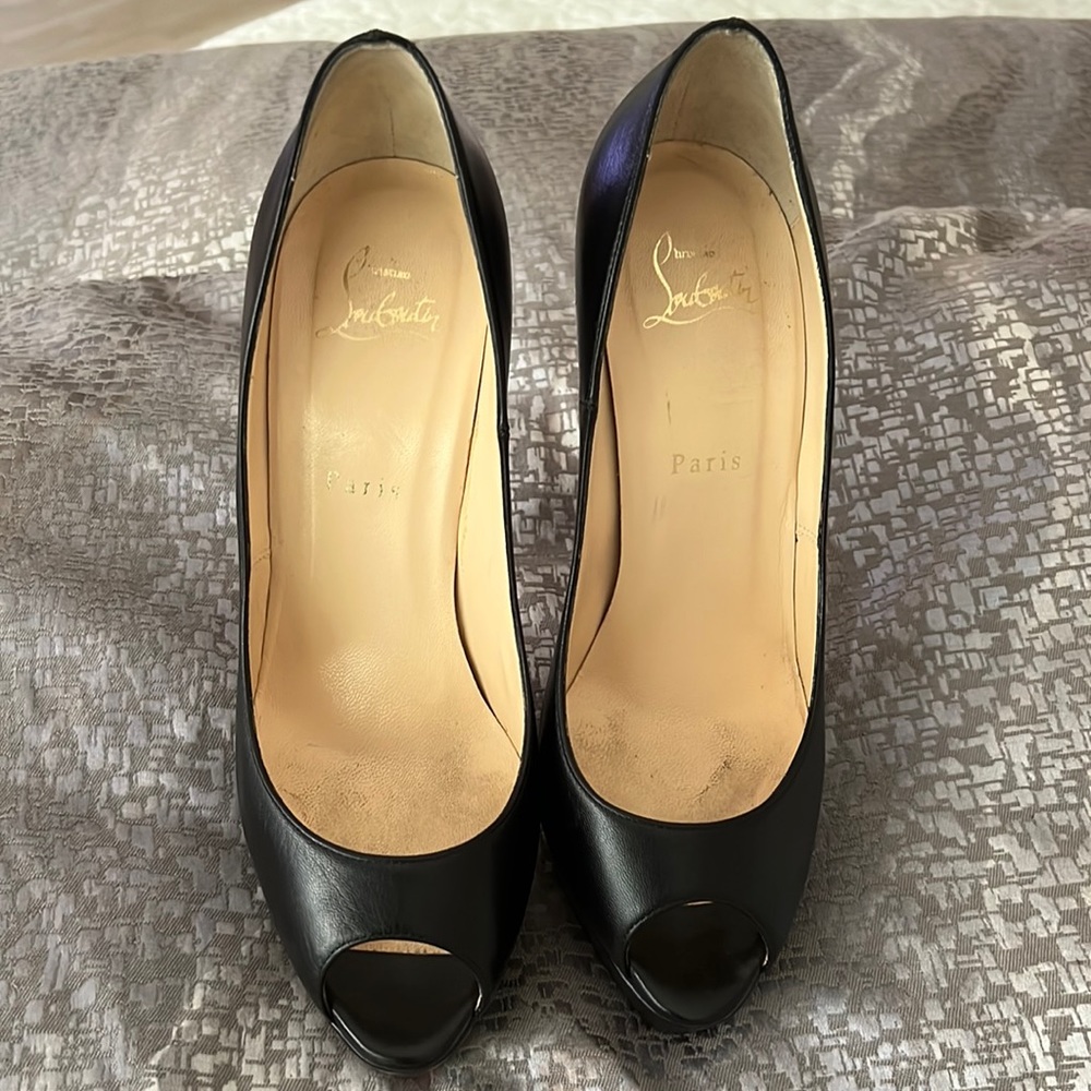 Christian Louboutin - Red sole Lady Peep Black Leather